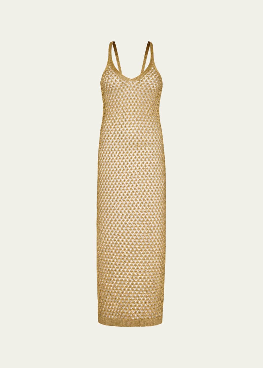 Image 1 of 1: Metallic Mesh Midi Dress