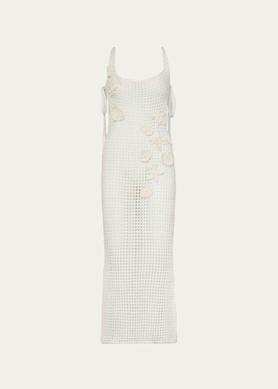 Image 1 of 1: Seashells Crochet-Knit Midi Dress