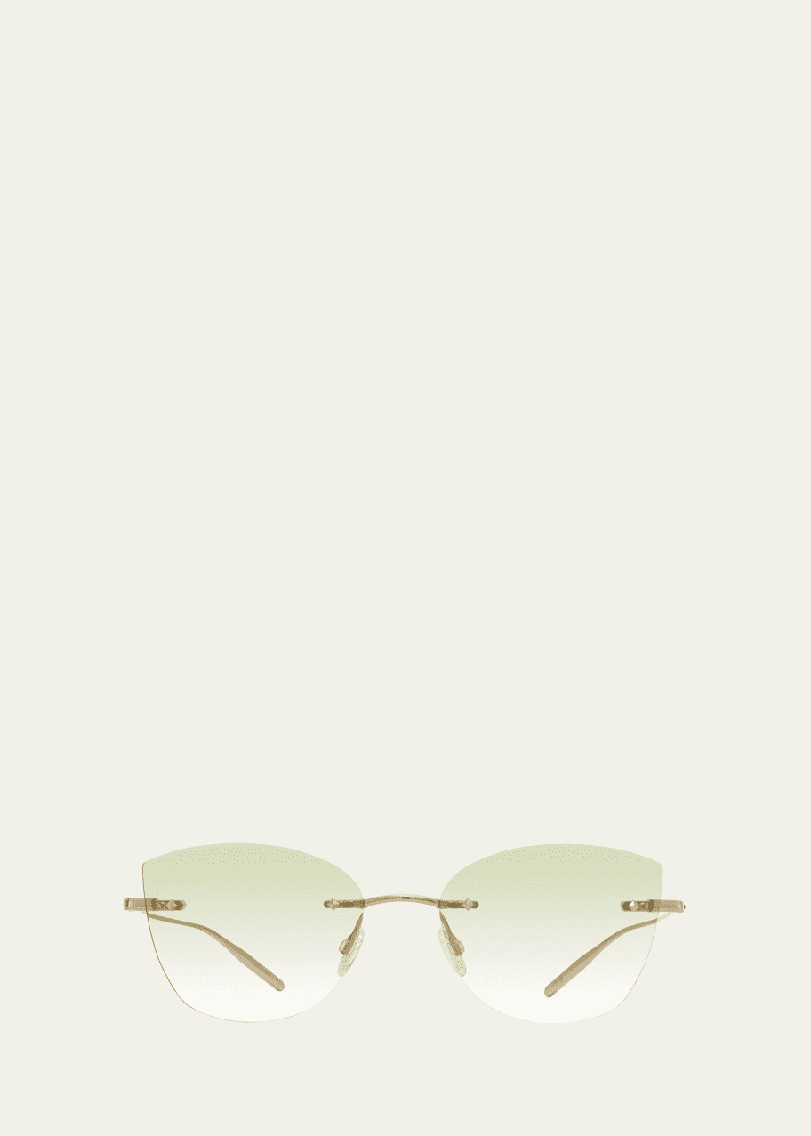 Image 1 of 1: Brandy Rimless Mint Titanium Cat-Eye Sunglasses