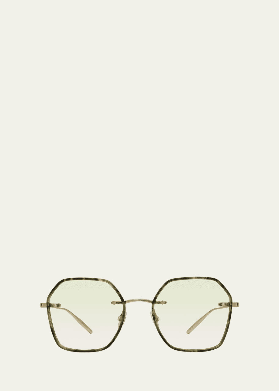 Image 1 of 1: Rhonda Patterned Titanium & Acetate Square Sunglasses