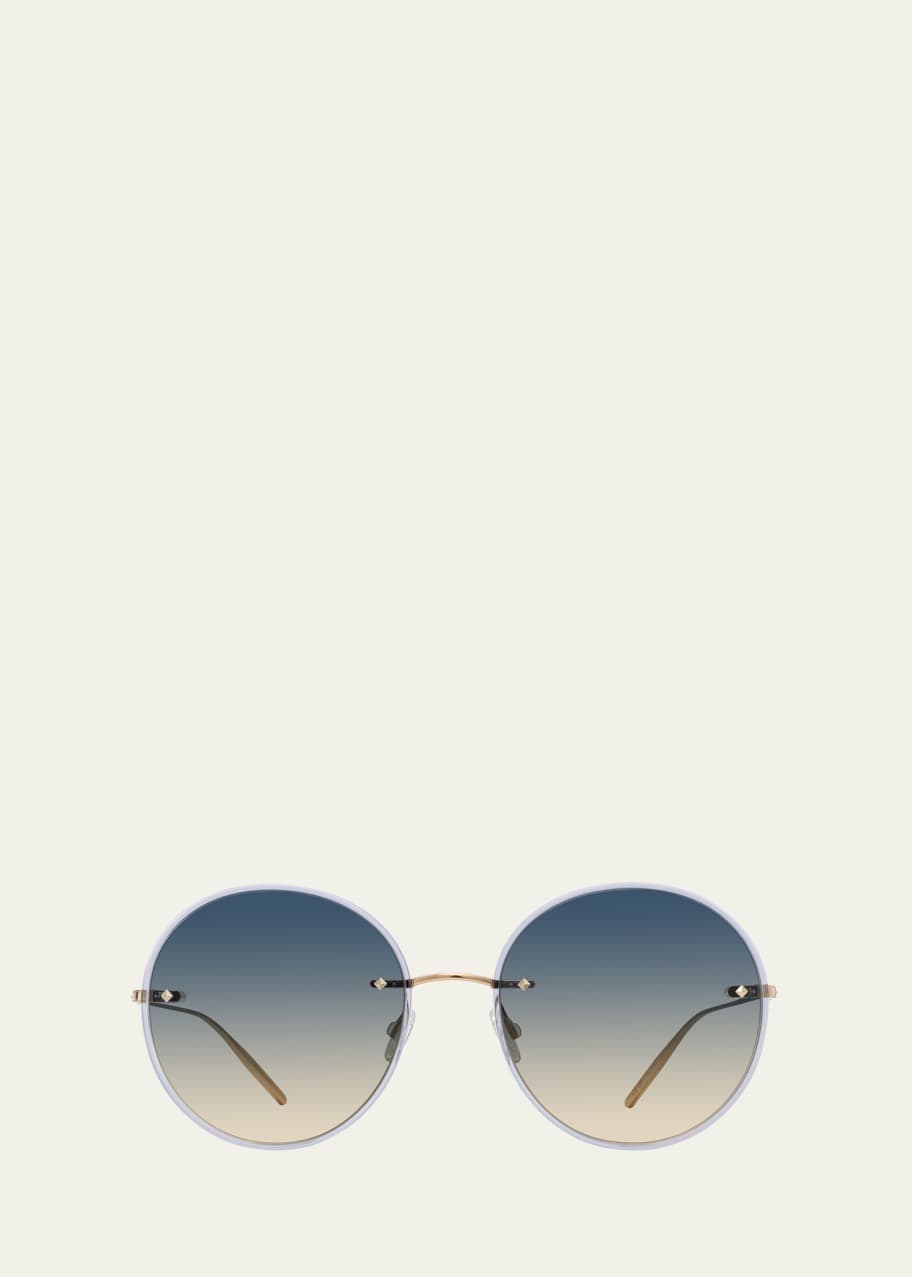 Image 1 of 1: Rigby Golden Titanium & Acetate Round Sunglasses