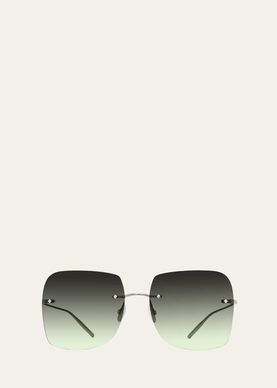 Image 1 of 1: Sharona Rimless Silver Titanium Square Sunglasses