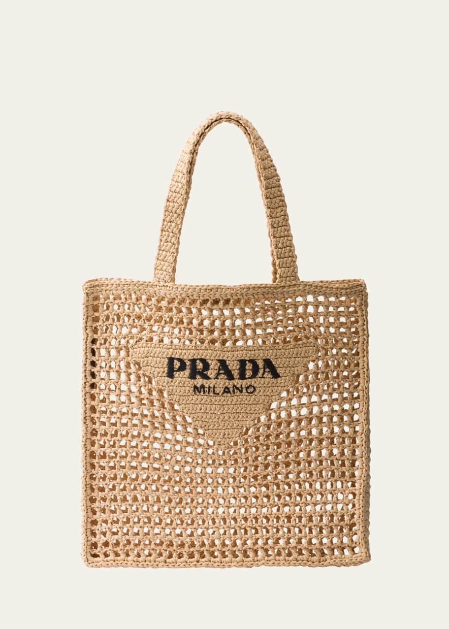 PRADA Crochet logo handbag レディース トートバッグ Prada Logo Crochet Tote Bag - Bergdorf Goodman