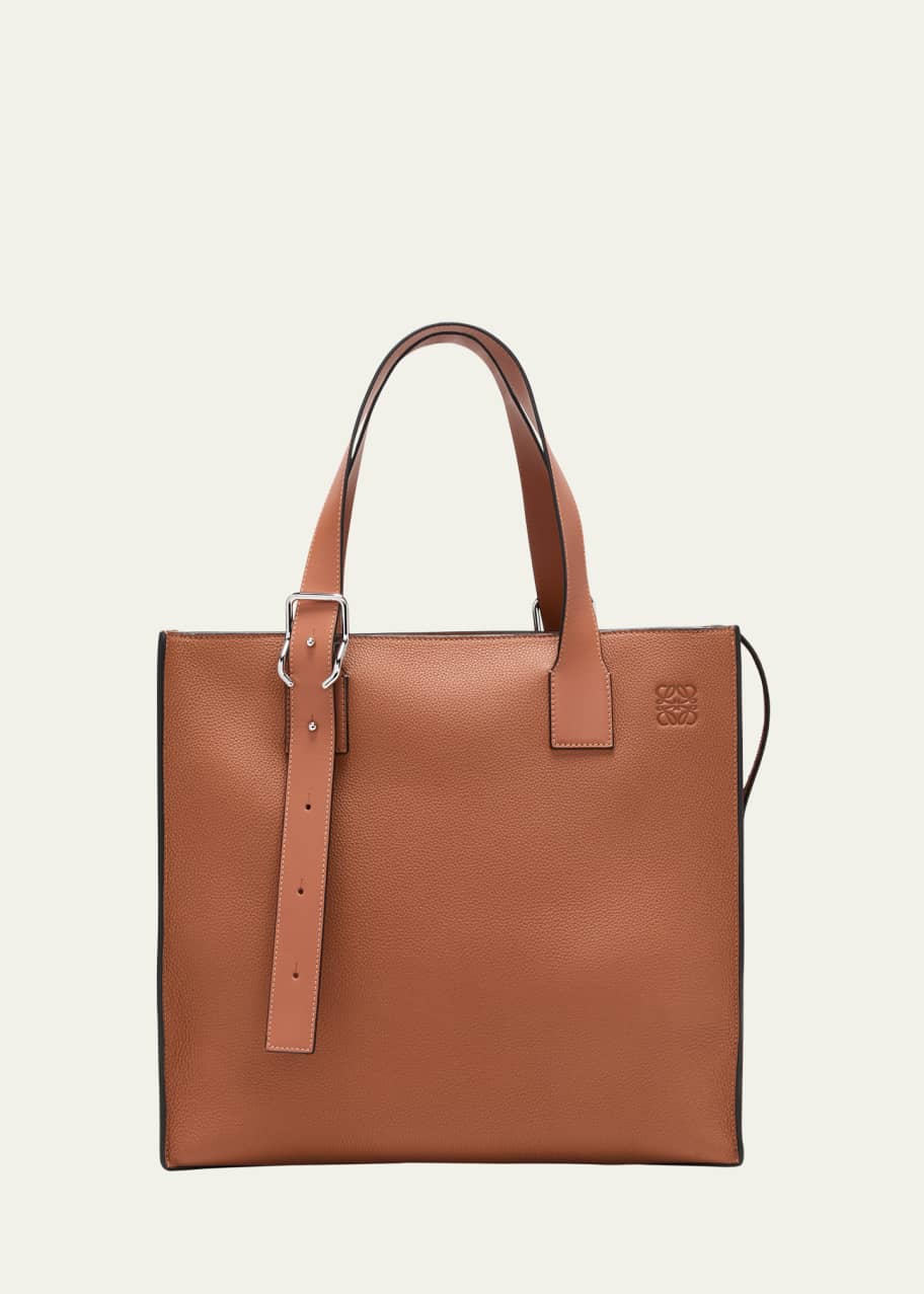 Mens leather tote bag with zipper top