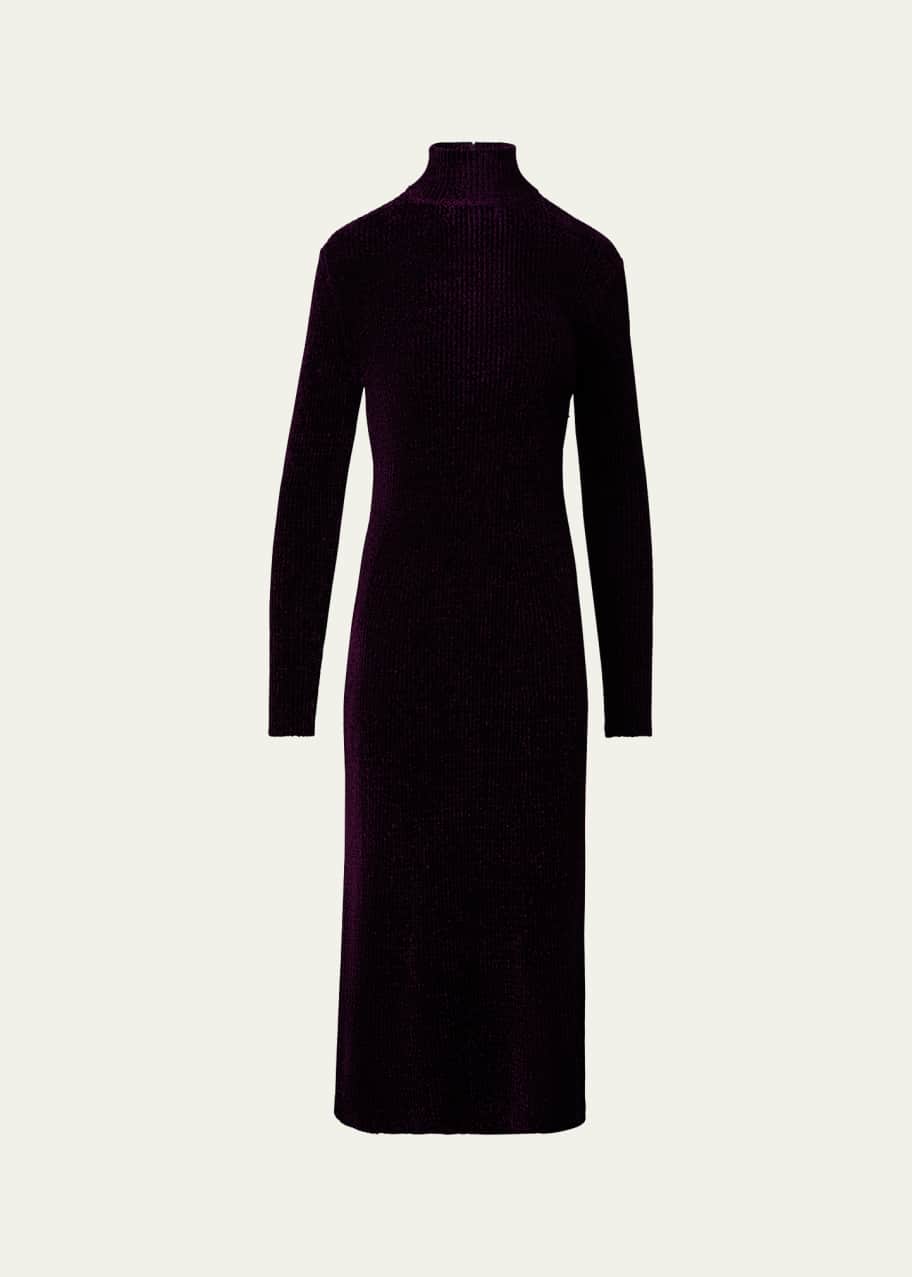 Image 1 of 1: Chenille Ribbed Knit Tube Midi Dress