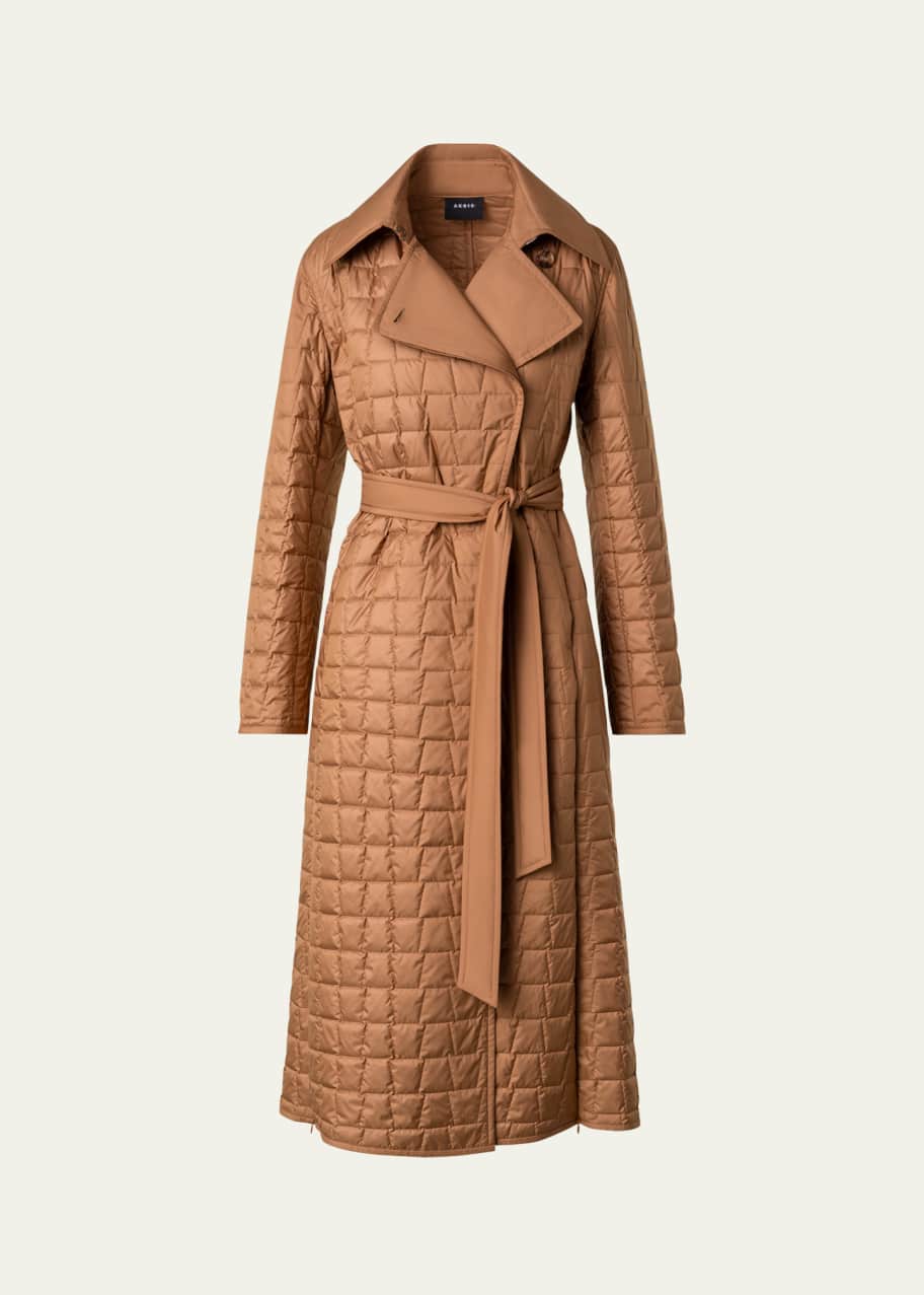 Image 1 of 1: Kody Techno Taffeta Quilted Trench Coat