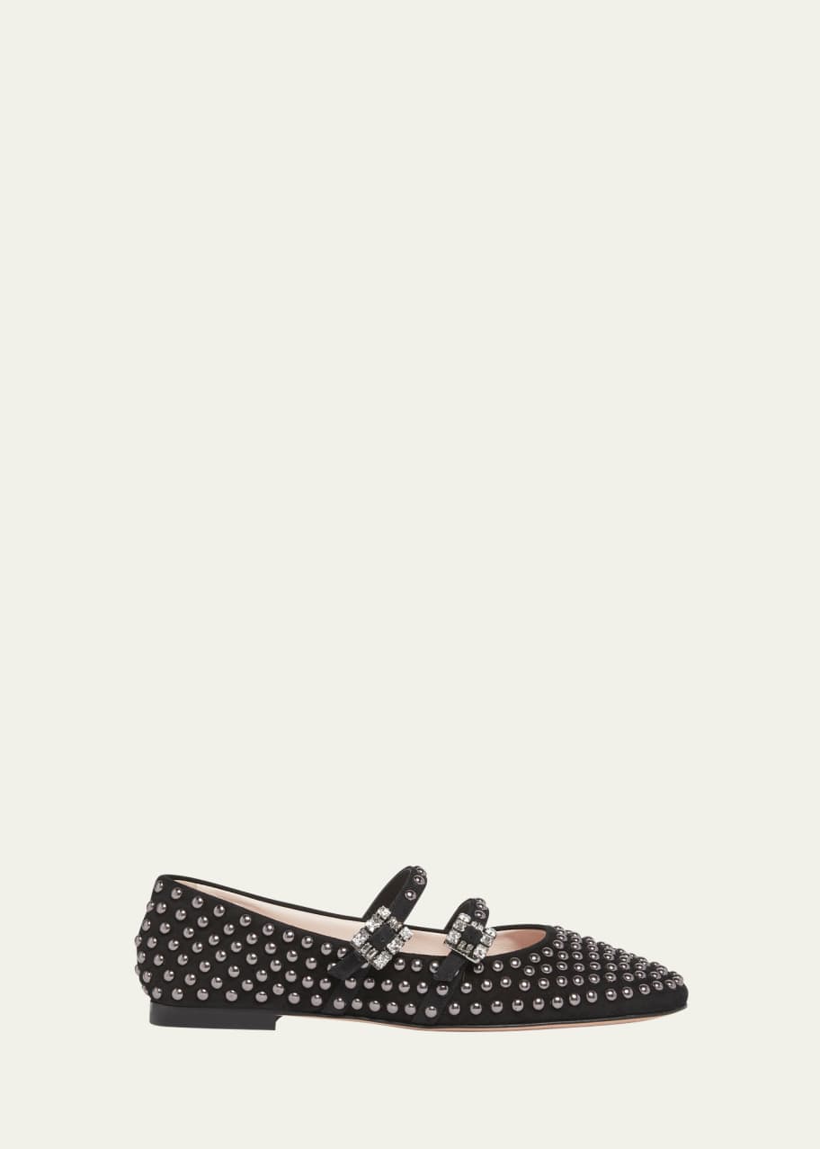 Image 1 of 1: Studded Dual Buckle Ballerina Flats