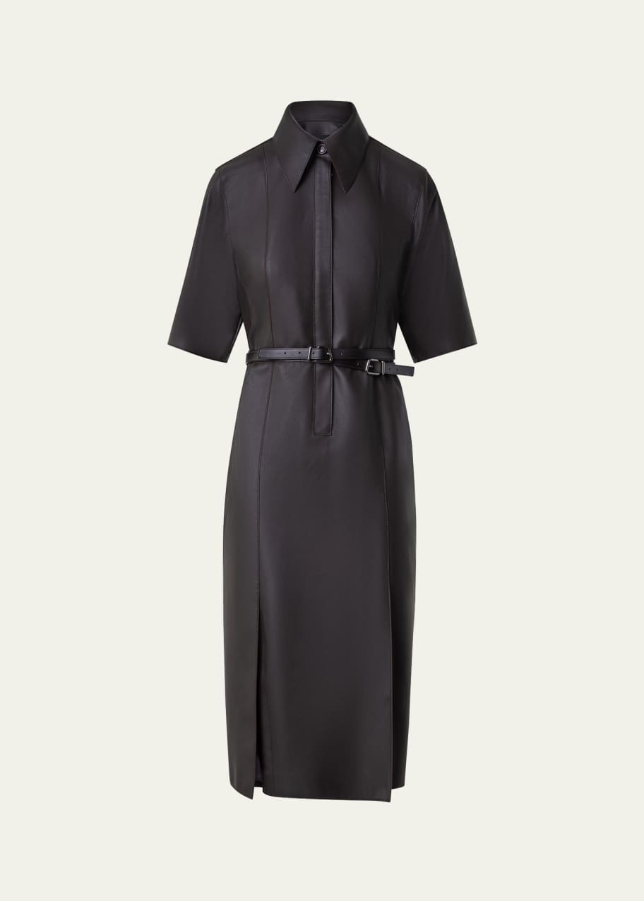 Akris Double Belted Leather Midi Dress - Bergdorf Goodman