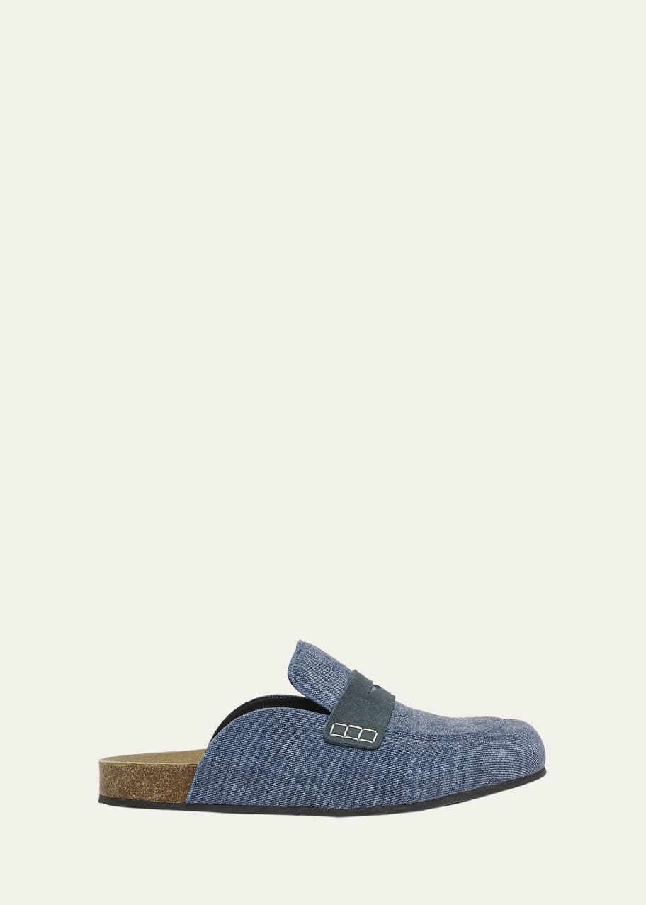 Image 1 of 1: Denim Penny Loafer Mules