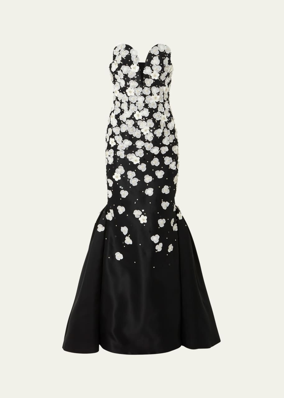Image 1 of 1: Sequined Pearly Strapless Trumpet Gown