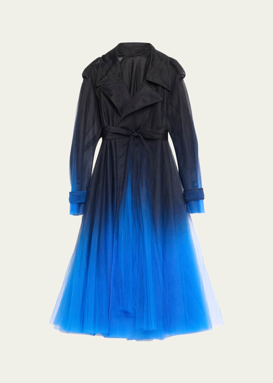 Oscar de la Renta Ombre Dyed Tulle Long Opera Coat - Bergdorf Goodman