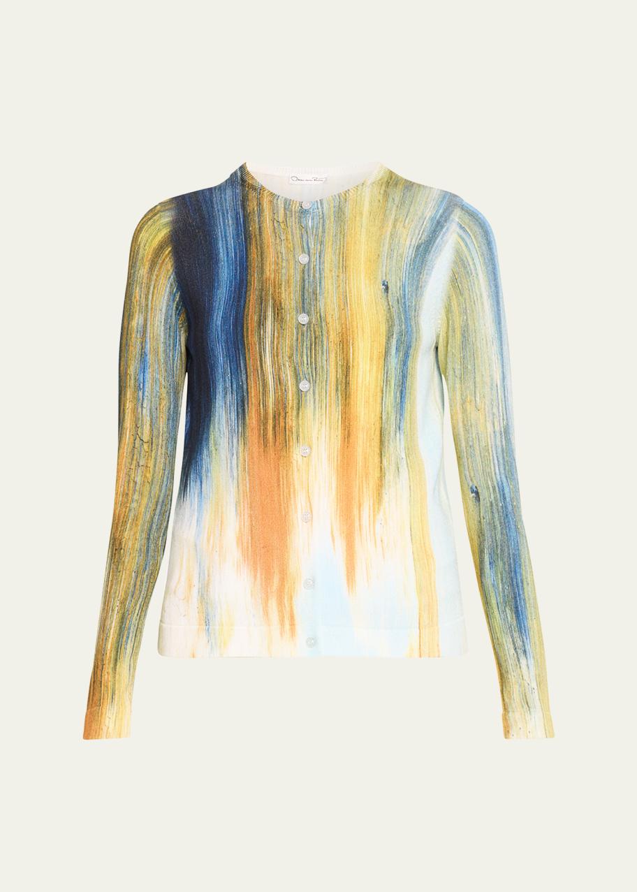 Oscar de la Renta Abstract Print Cardigan - Bergdorf Goodman