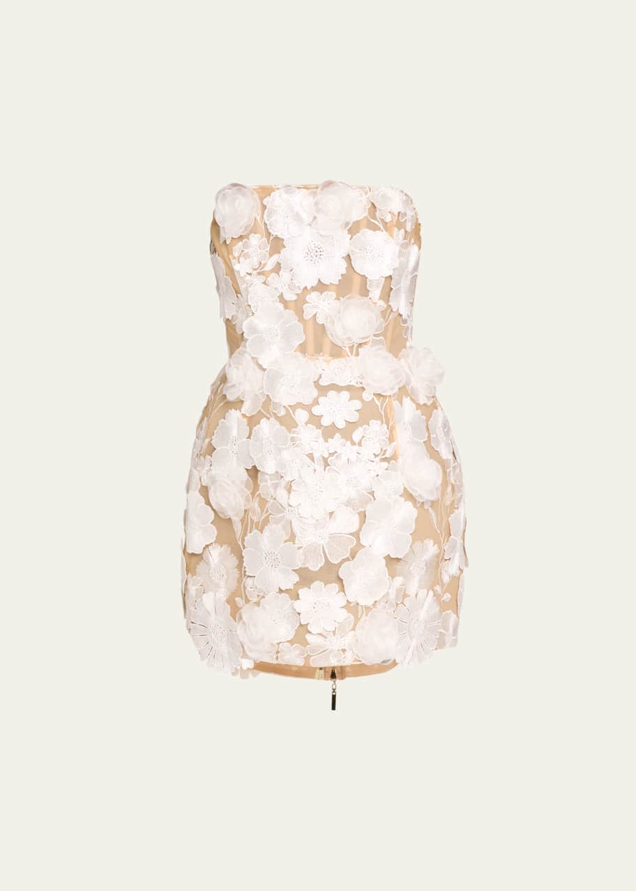 Image 1 of 1: Jasmine Maraya Embroidered Strapless Mini Dress