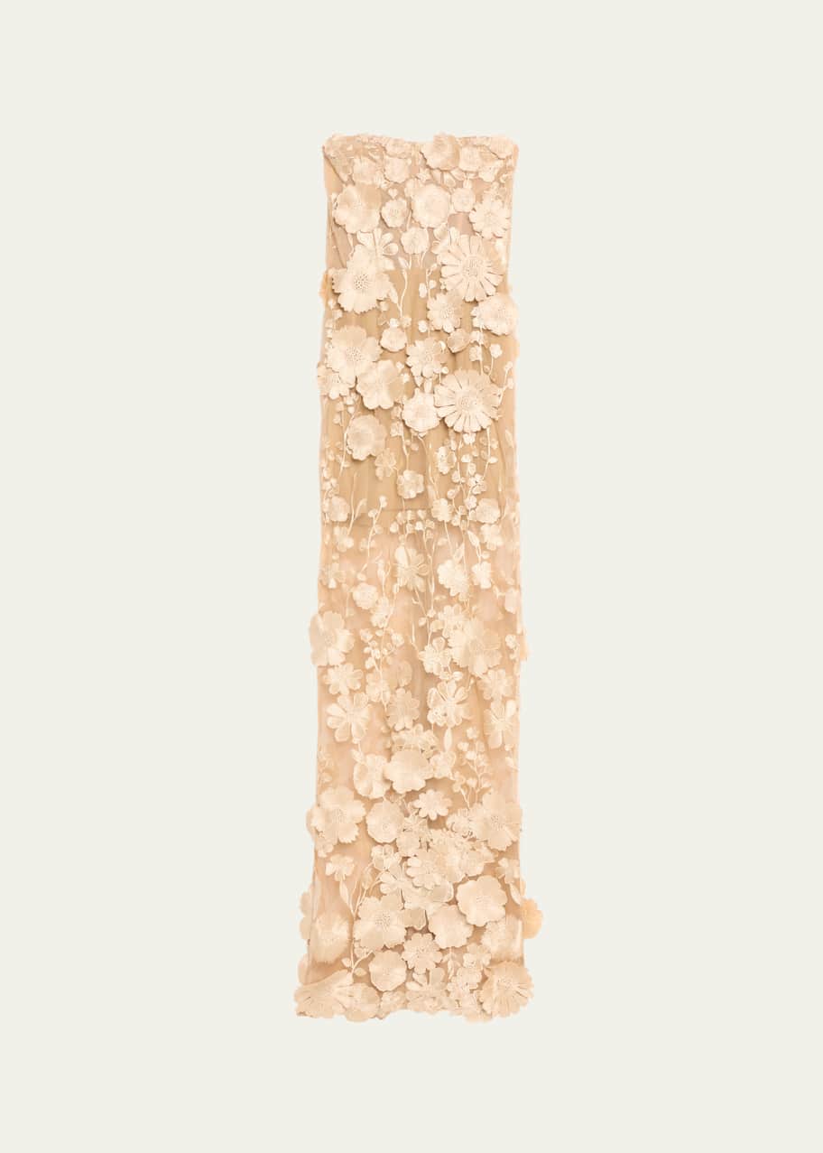 Image 1 of 1: Jasmine Embroidered Strapless Column Gown