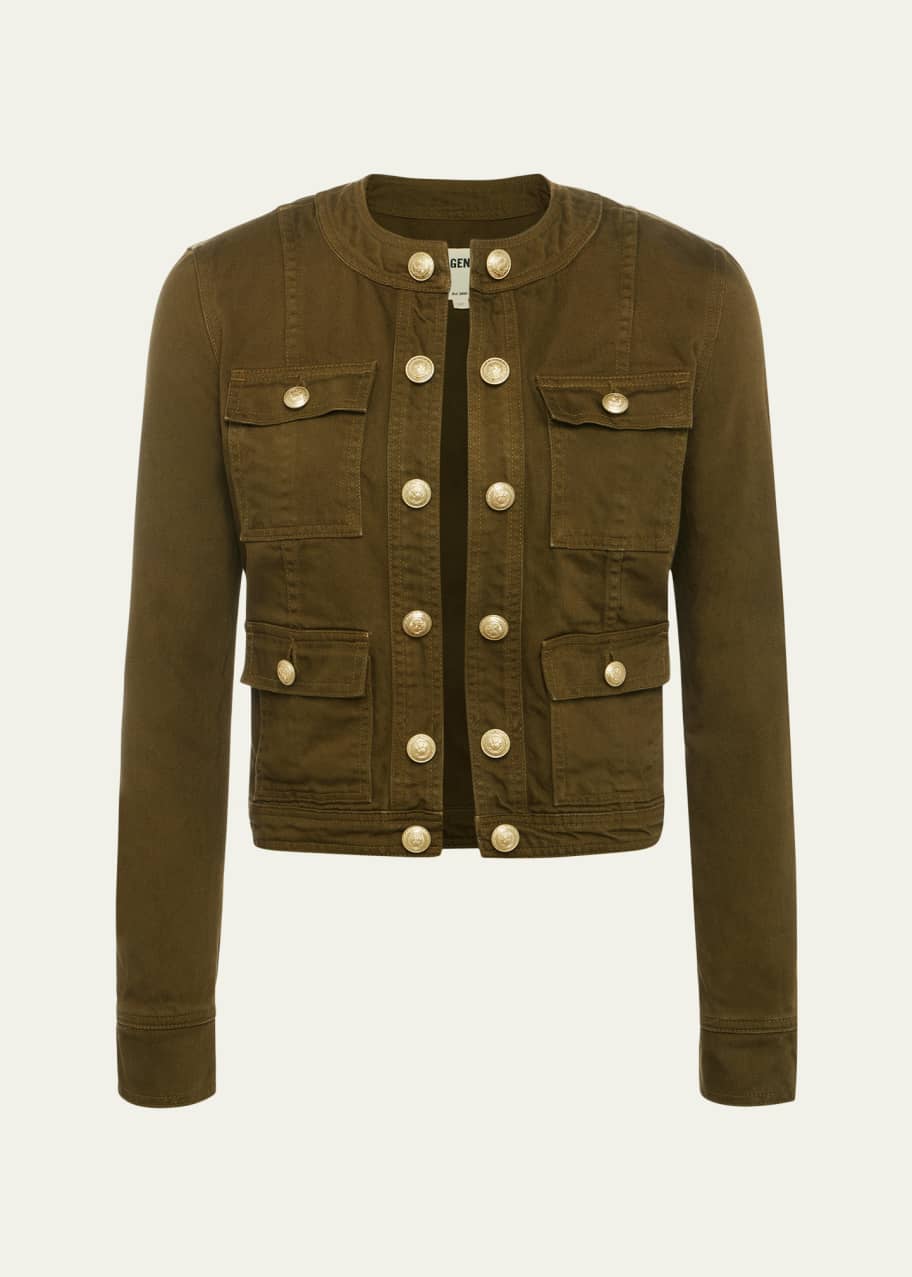 Image 1 of 1: Yari Collarless Denim Jacket