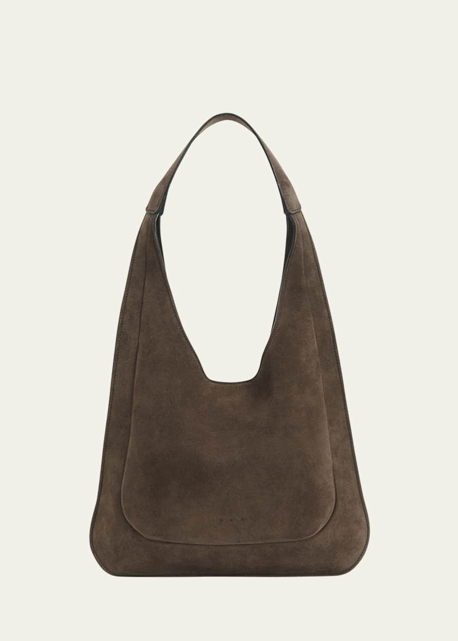 Image 1 of 1: Midi Suede Calfskin Hobo Bag