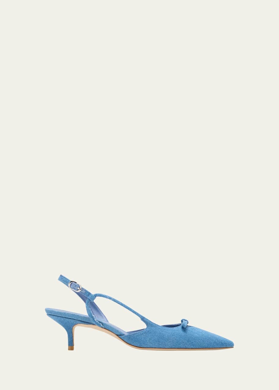 Image 1 of 1: Tully Denim Bow Slingback Pumps