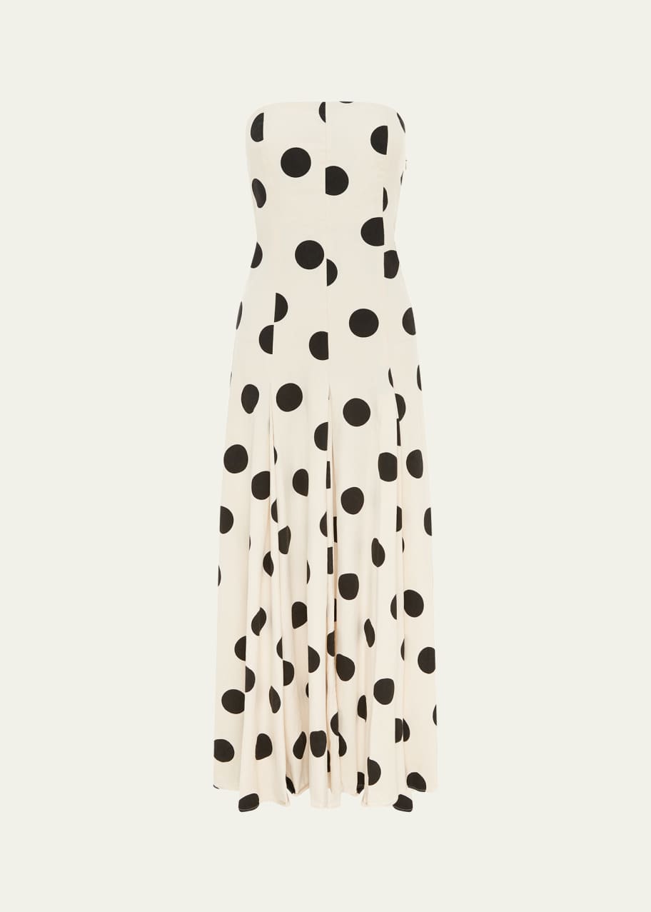 BIRD & KNOLL Polka-Dot Marcello Strapless Midi Dress - Bergdorf Goodman