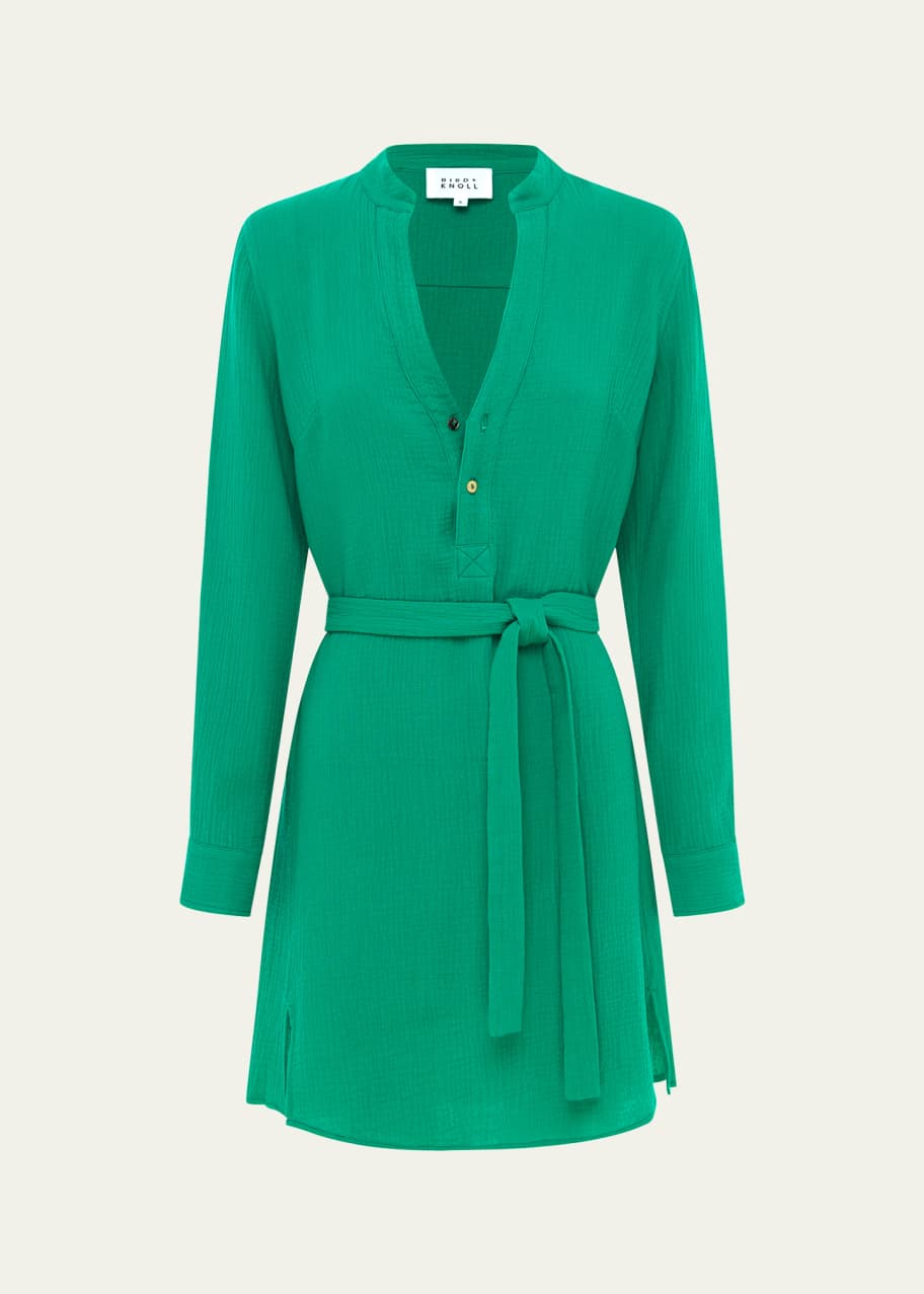 Image 1 of 1: Riva Tumbled Cotton Shirtdress