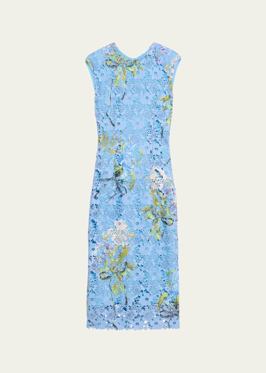 Monique Lhuillier Hydrangea-Print Guipure Lace Sheath Dress - Bergdorf  Goodman