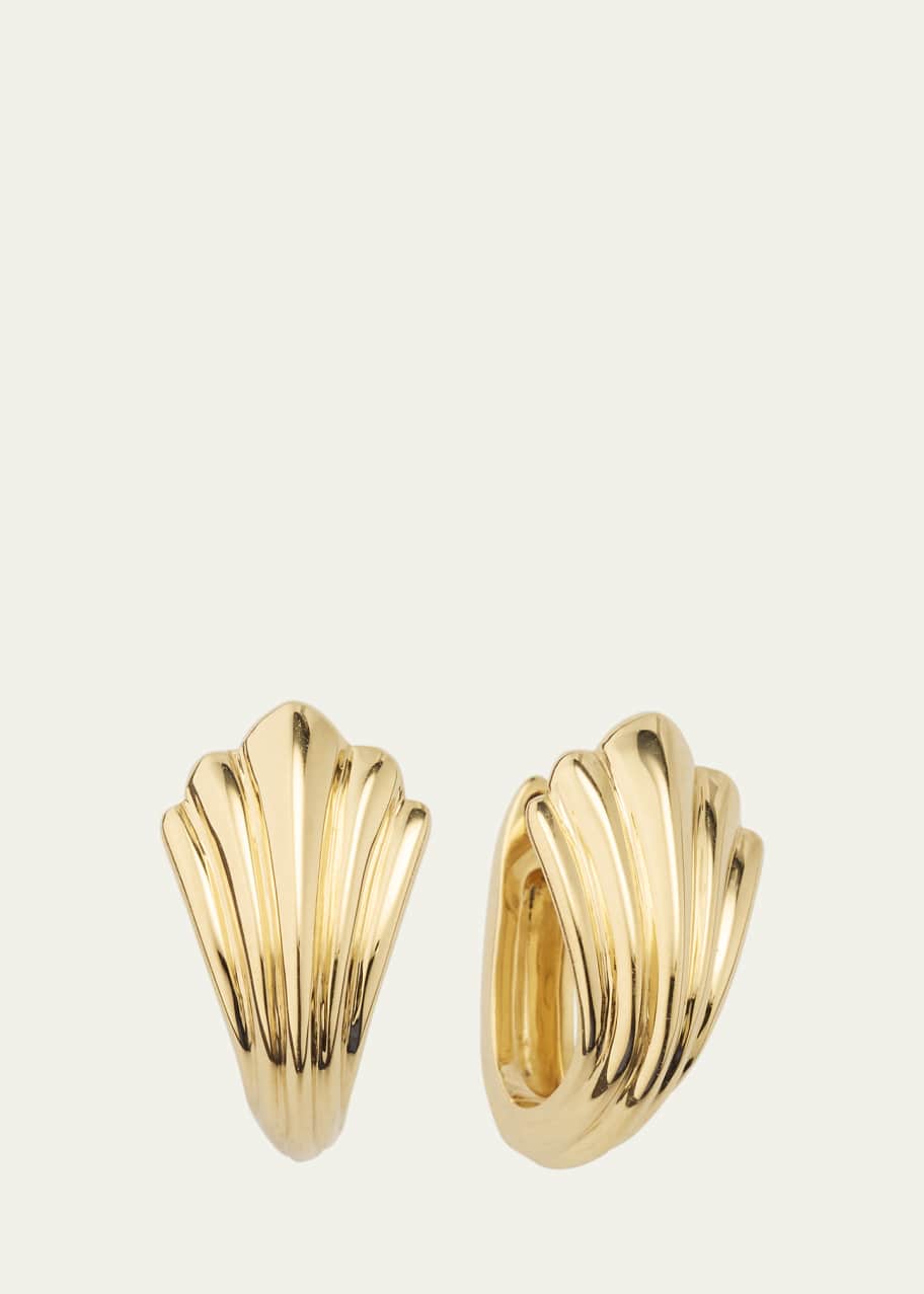 Image 1 of 1: 18K Yellow Gold Fluted Huggie Earrings