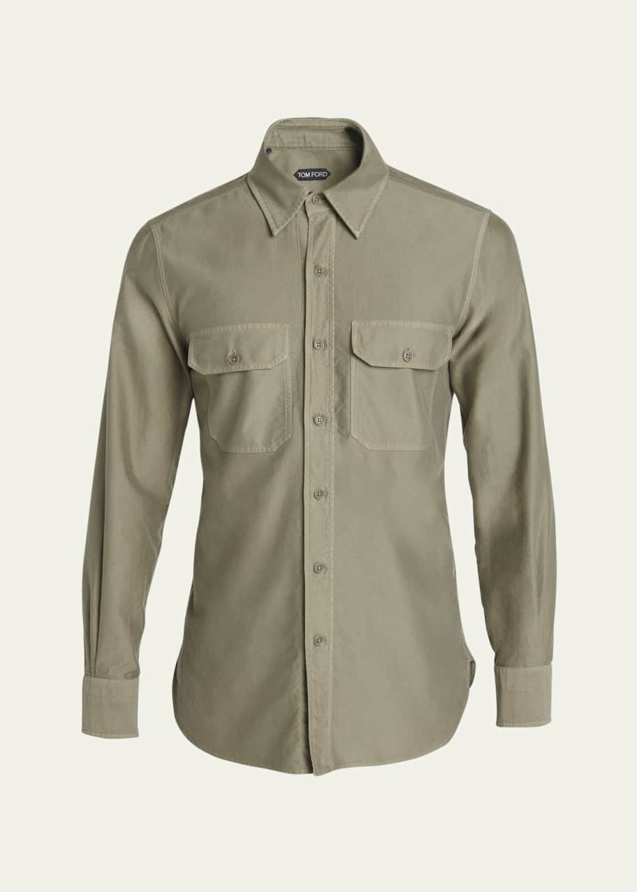 Image 1 of 1: Men's Moleskin Casual Button-Down Shirt