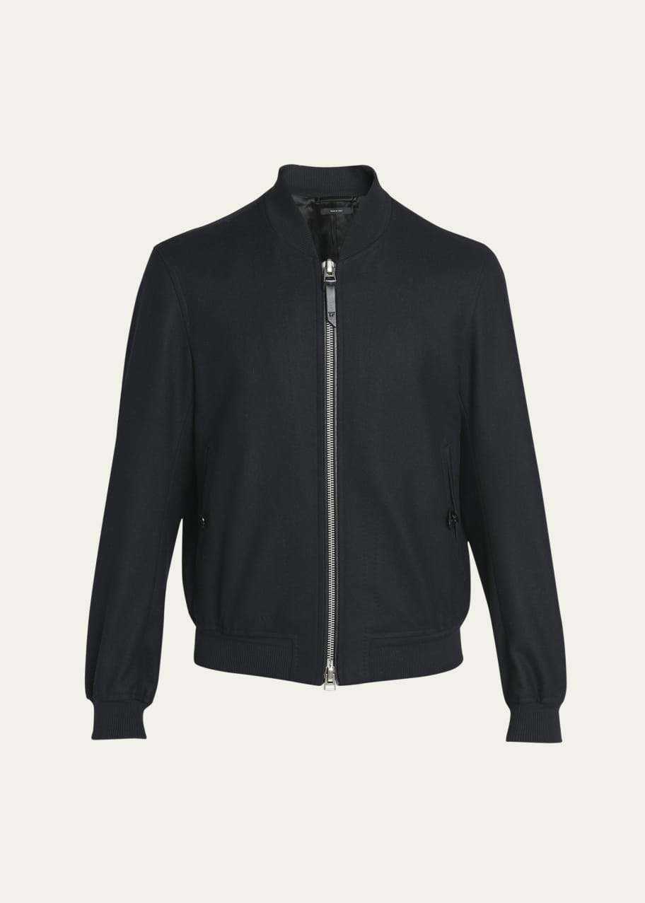 Image 1 of 1: Men's Wool Felted Full-Zip Bomber Jacket