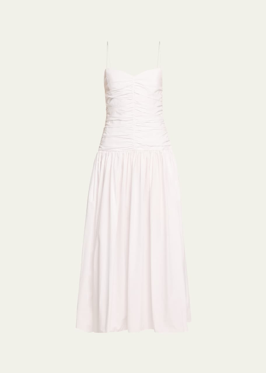 Image 1 of 1: Gathered Drop-Waist Midi Dress
