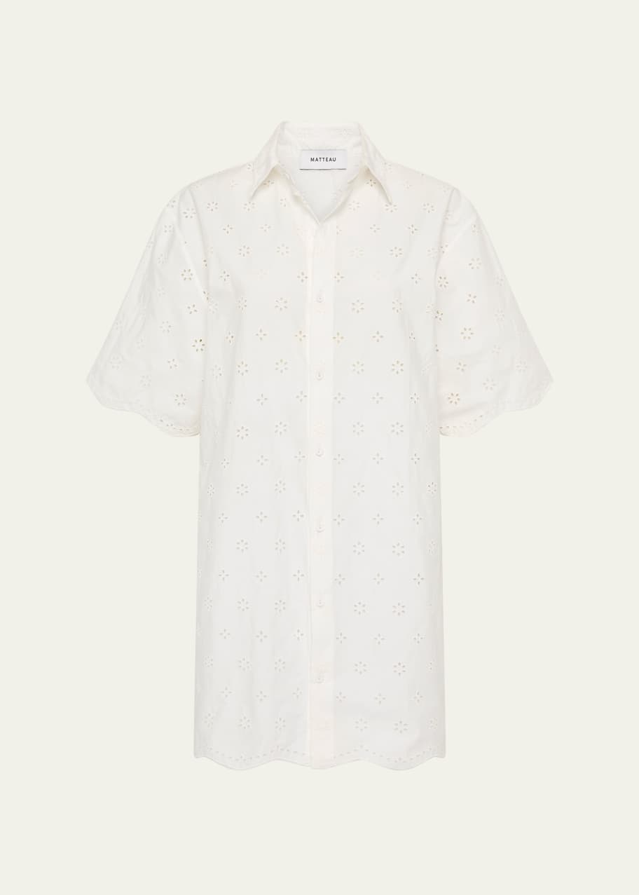 Image 1 of 1: Broderie Mini Shirtdress