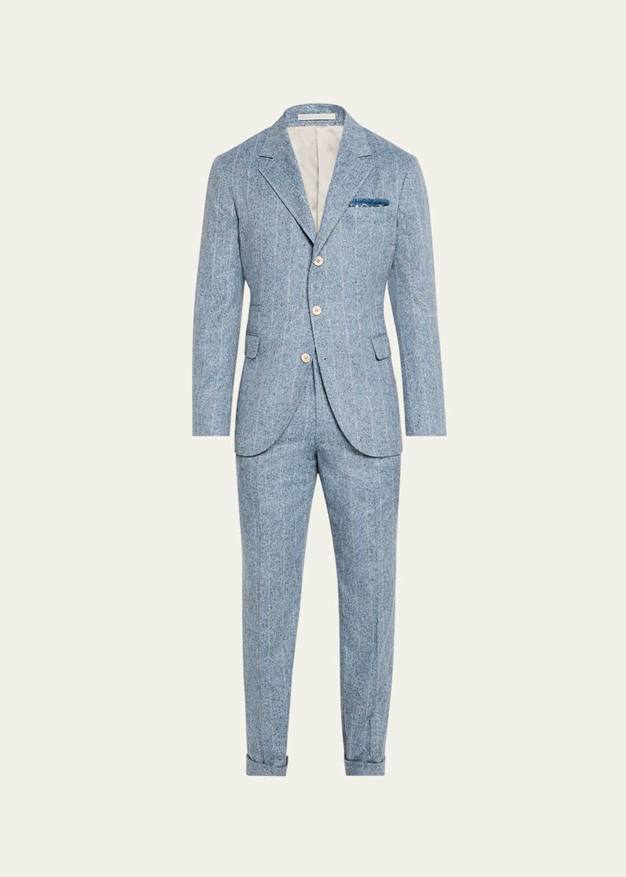 Image 1 of 1: Men's Heathered Chalk Stripe Suit