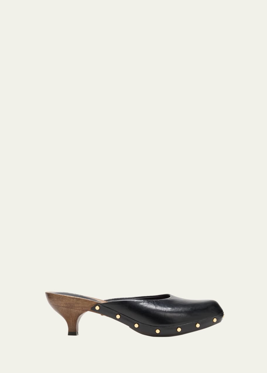 Image 1 of 1: Judith Calfskin Kitten-Heel Clogs