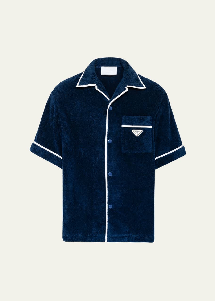 PRADATシャツM Prada Men's Technical Cotton Zip-Up Shirt | Neiman Marcus