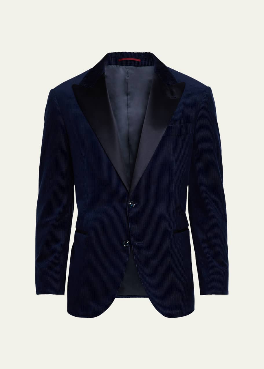 Image 1 of 1: Men's Corduroy Satin-Lapel Dinner Jacket