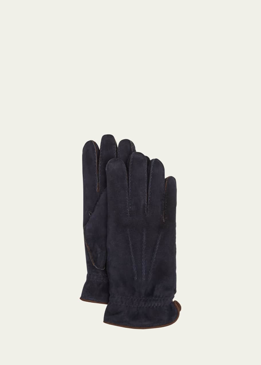 Image 1 of 1: Men's Shearling-Lined Leather Gloves