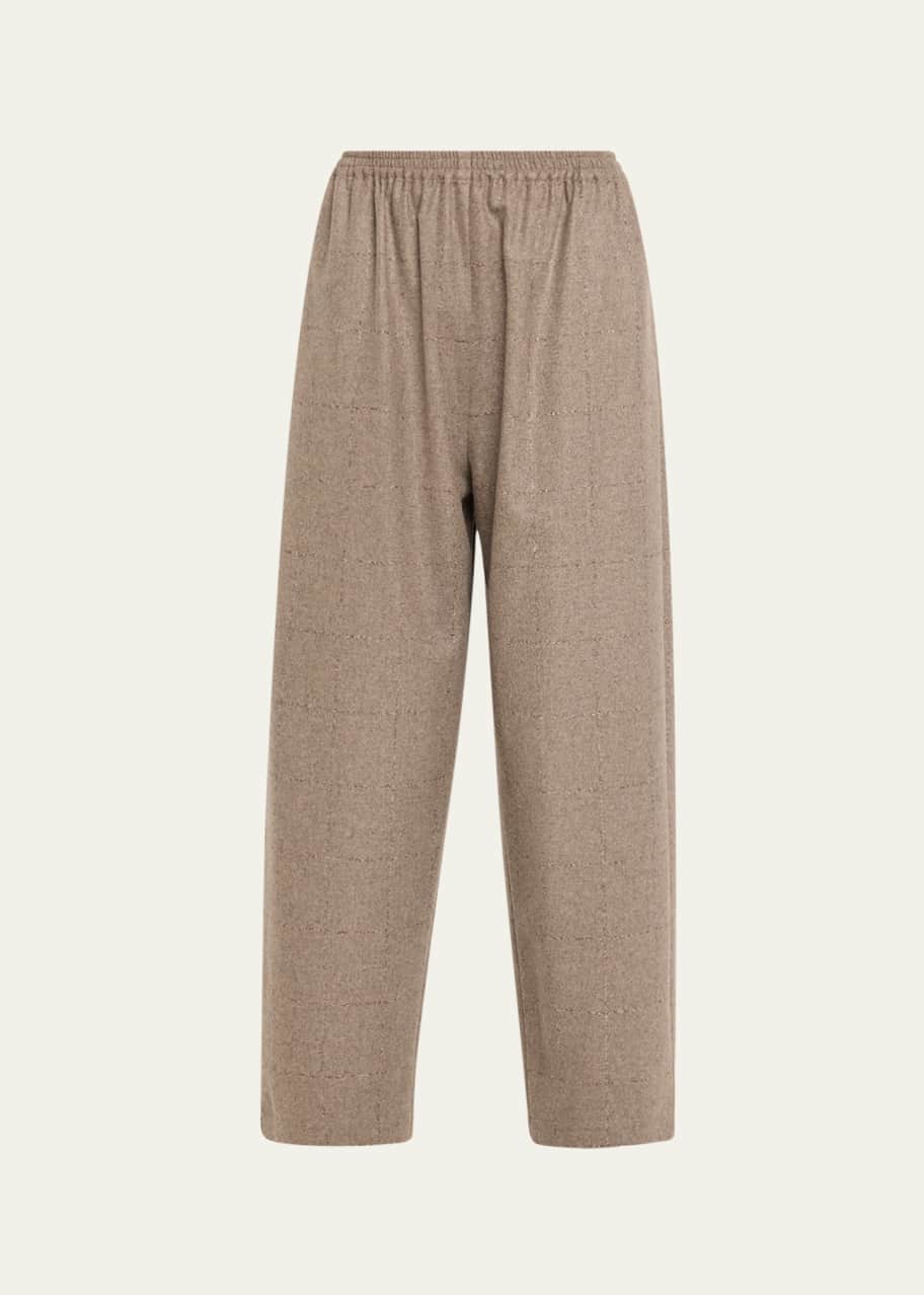 Image 1 of 1: Cashmere-Blend Longer Japanese Trousers with Ankle Slits