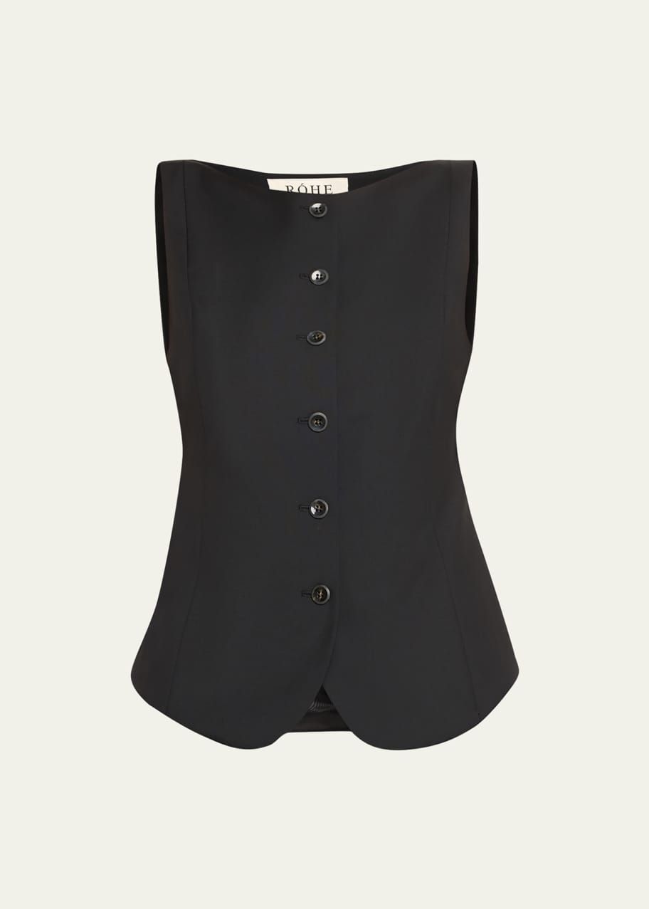 Image 1 of 1: Wool Boat-Neck Waistcoat