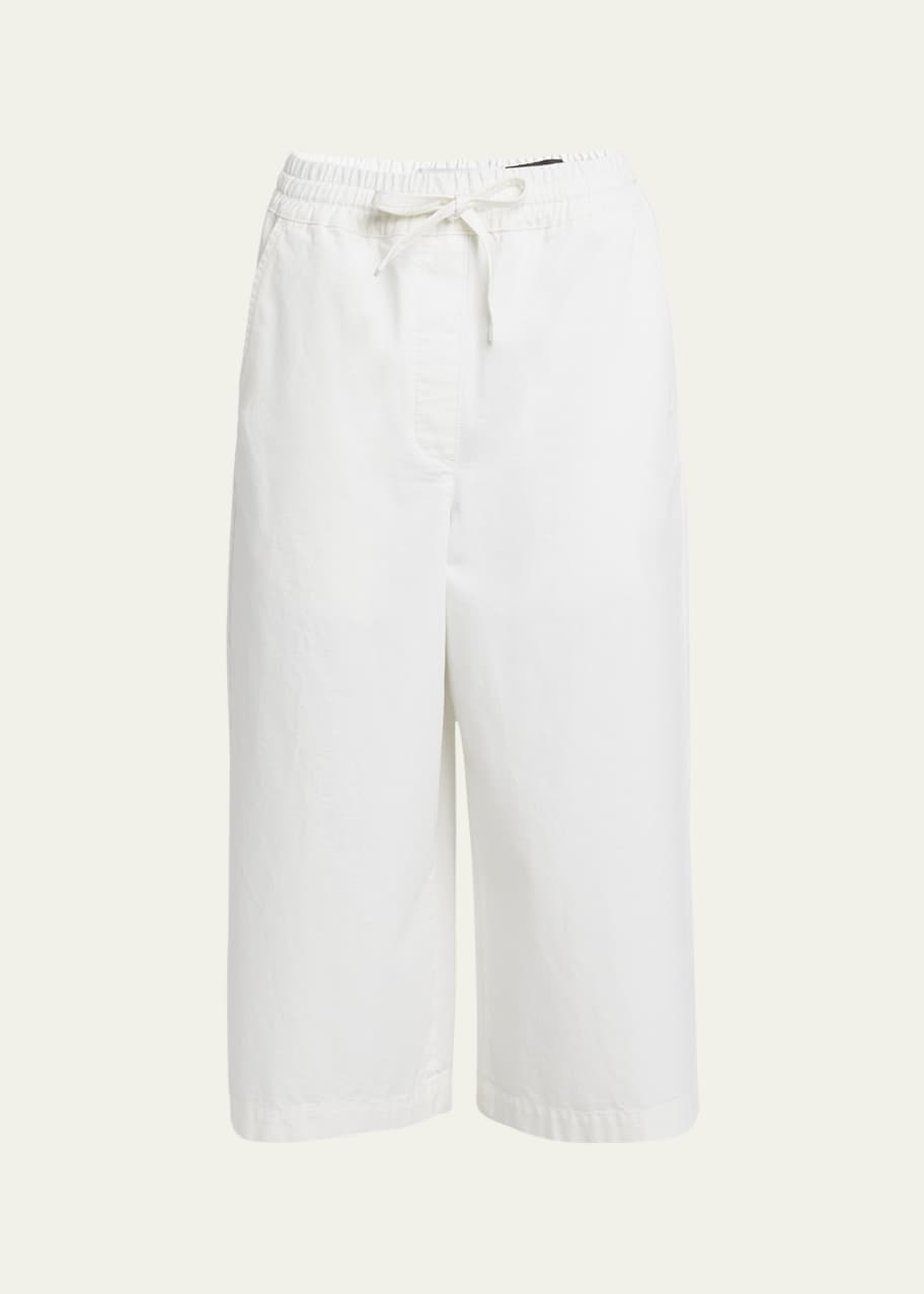 Image 1 of 1: x Paula Ibiza Anagram Drawstring Wide Leg Cropped Denim Trousers