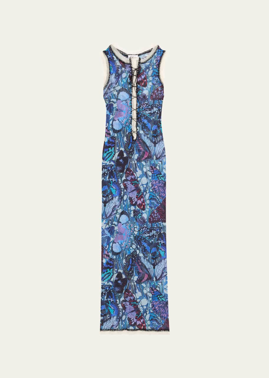 Jean Paul Gaultier Butterfly Mesh Lace-Up Dress - Bergdorf Goodman