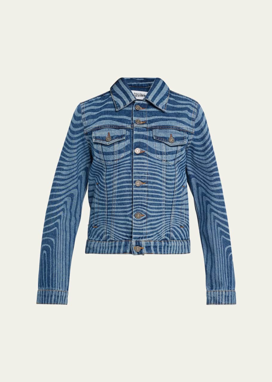 Image 1 of 1: Body Morphing Laser Print Denim Jacket