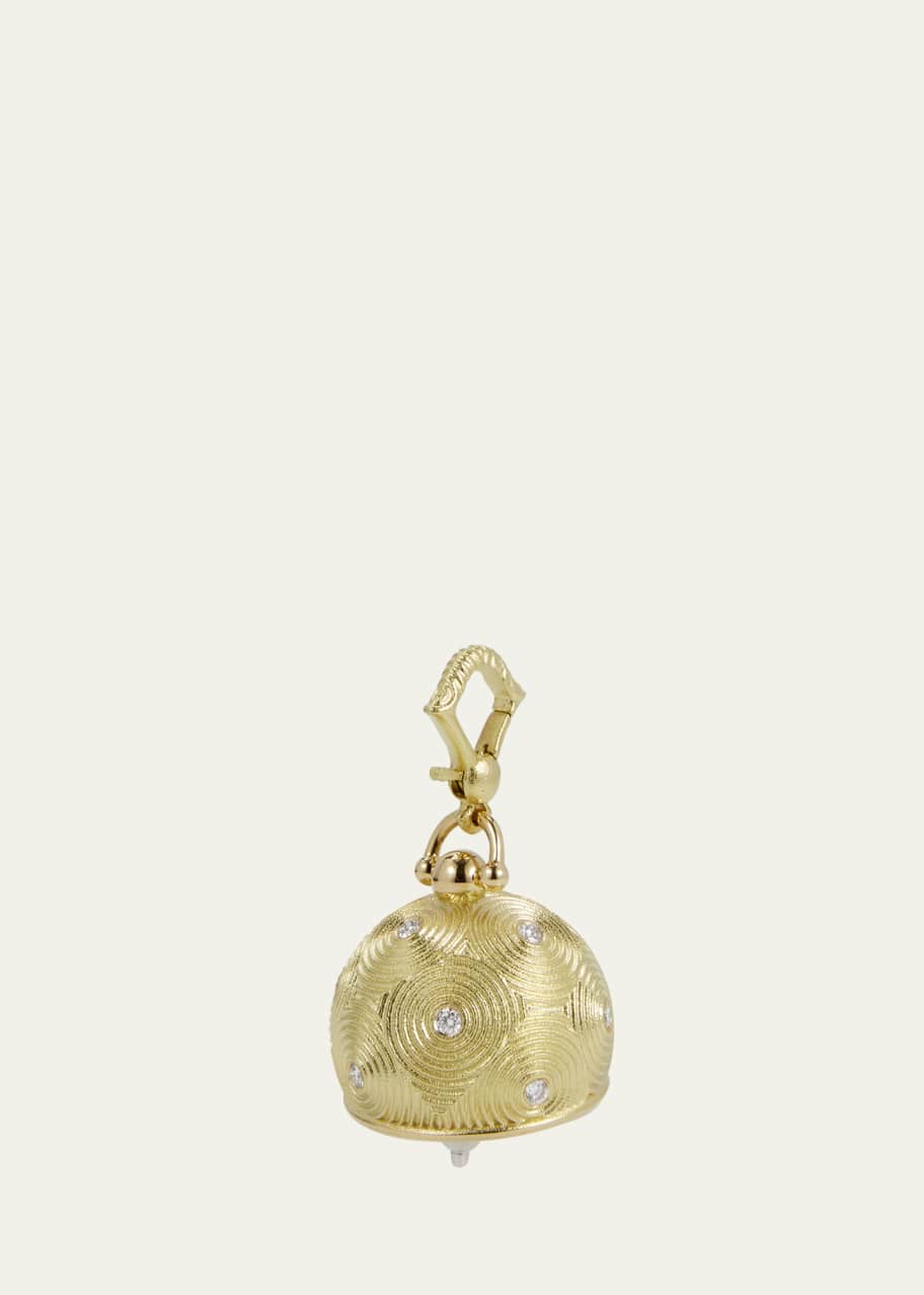 Image 1 of 1: 18K Yellow Gold 5-Diamond Droplet Bell Pendant