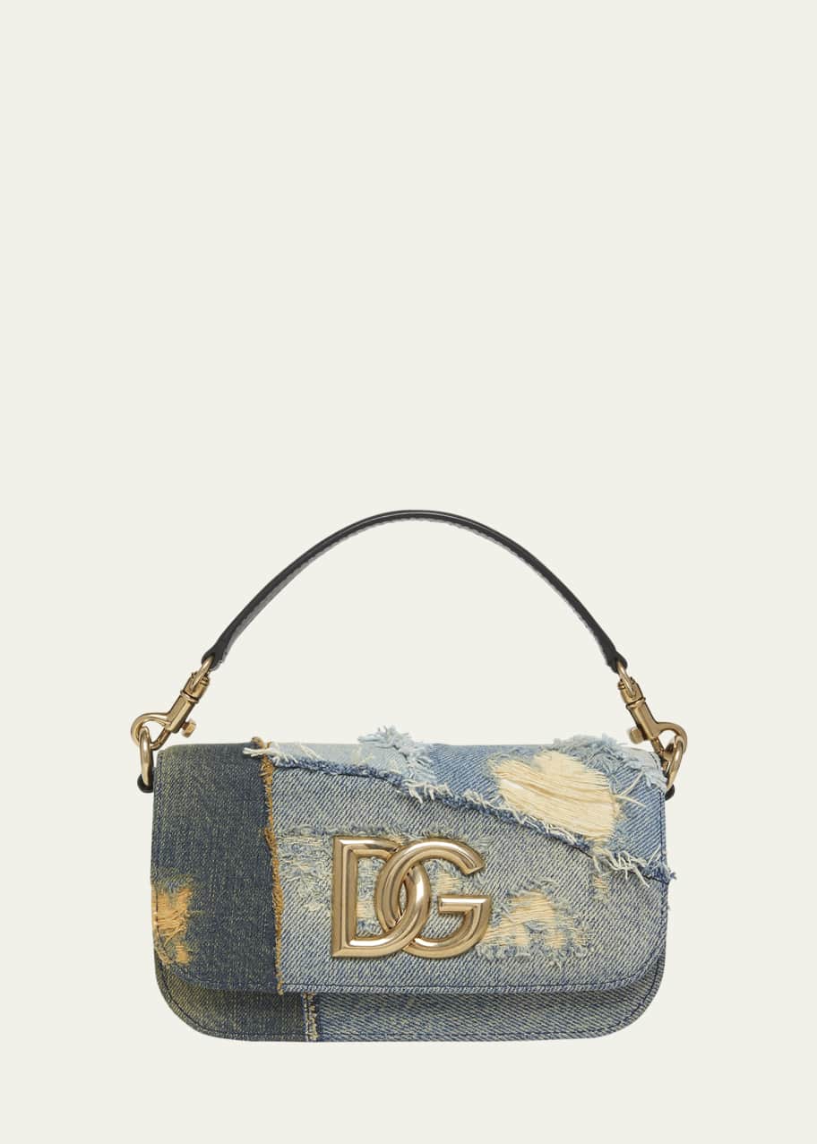 Image 1 of 1: Logo Patchwork Denim Crossbody Bag