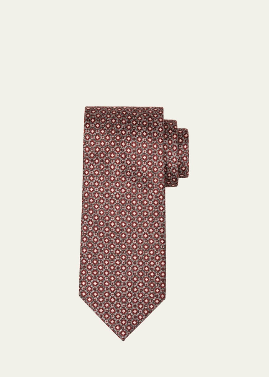 Image 1 of 1: Men's Circle-Print Silk Tie