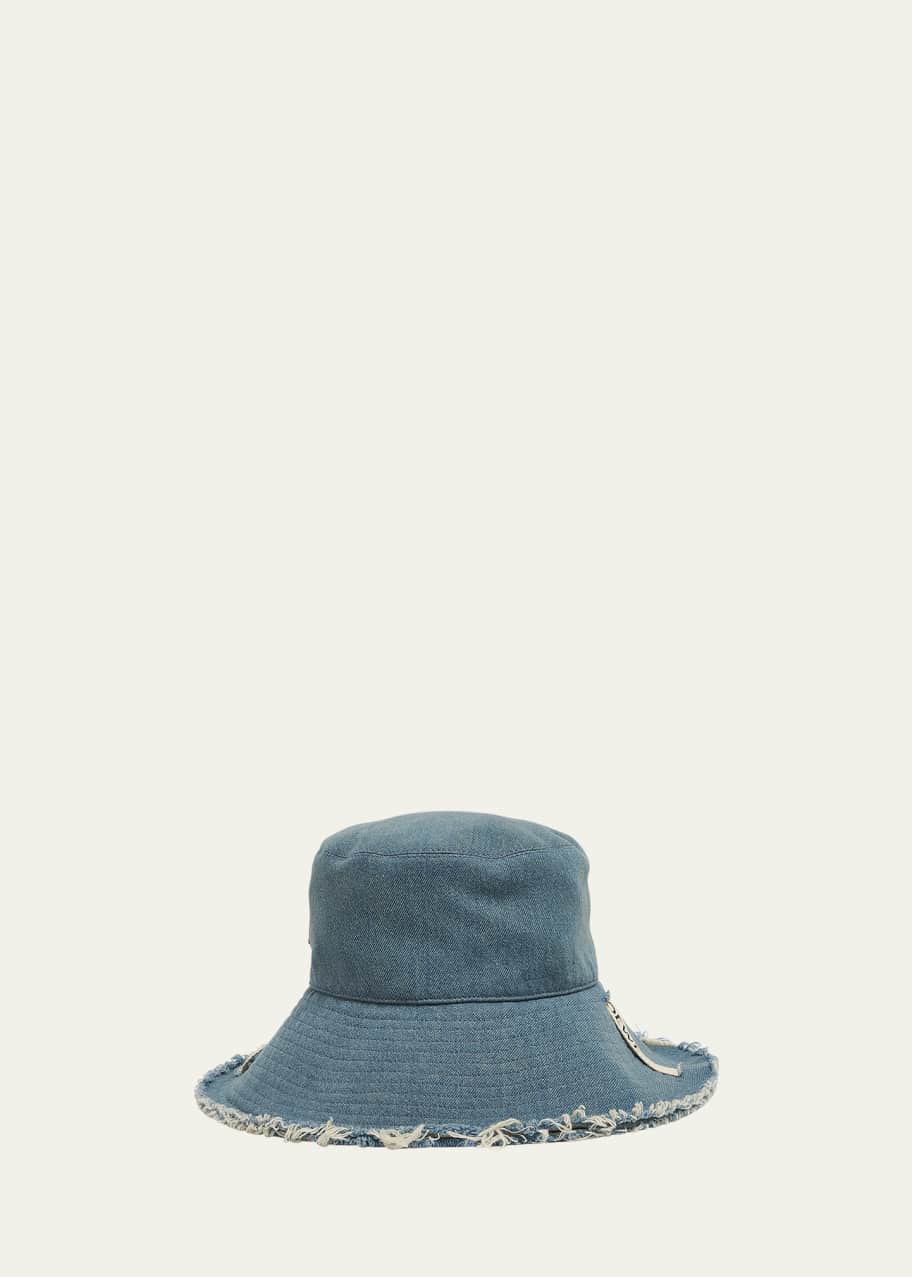 Image 1 of 1: Fisherman Frayed Denim Bucket Hat