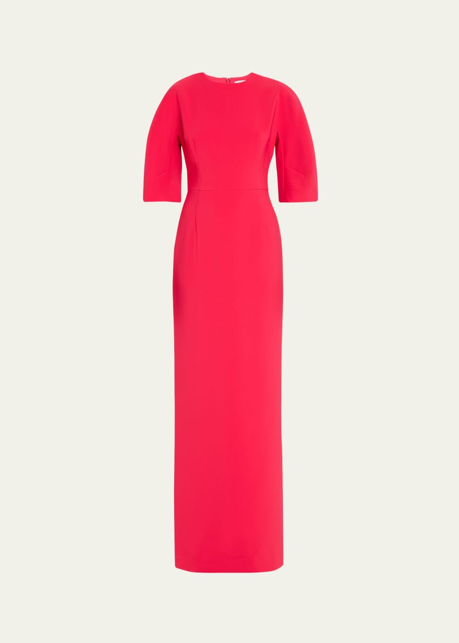 Image 1 of 1: 3/4-Sleeve Crepe Column Gown