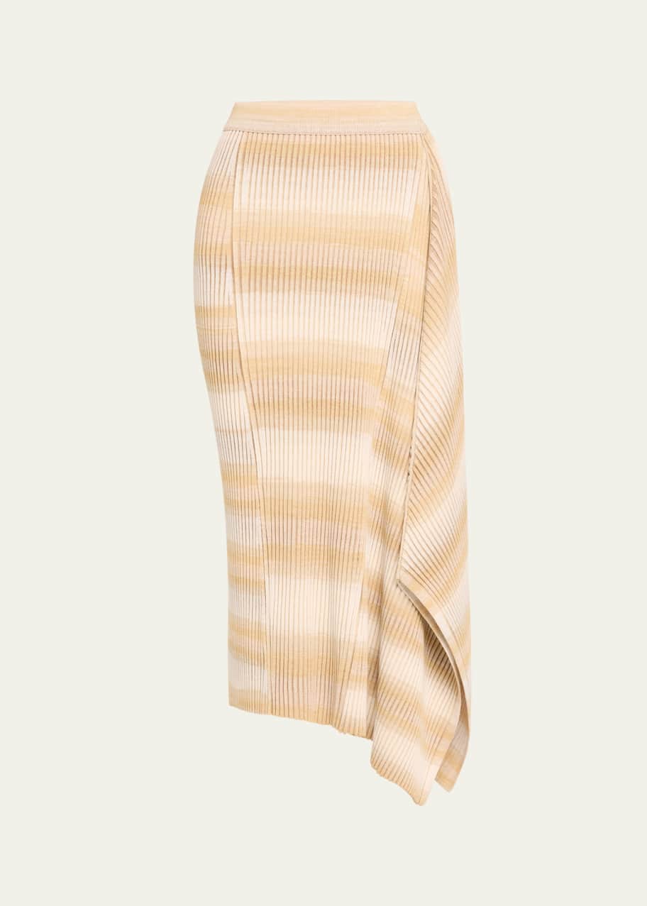 Caelan Asymmetric Stripe Knit Midi Skirt