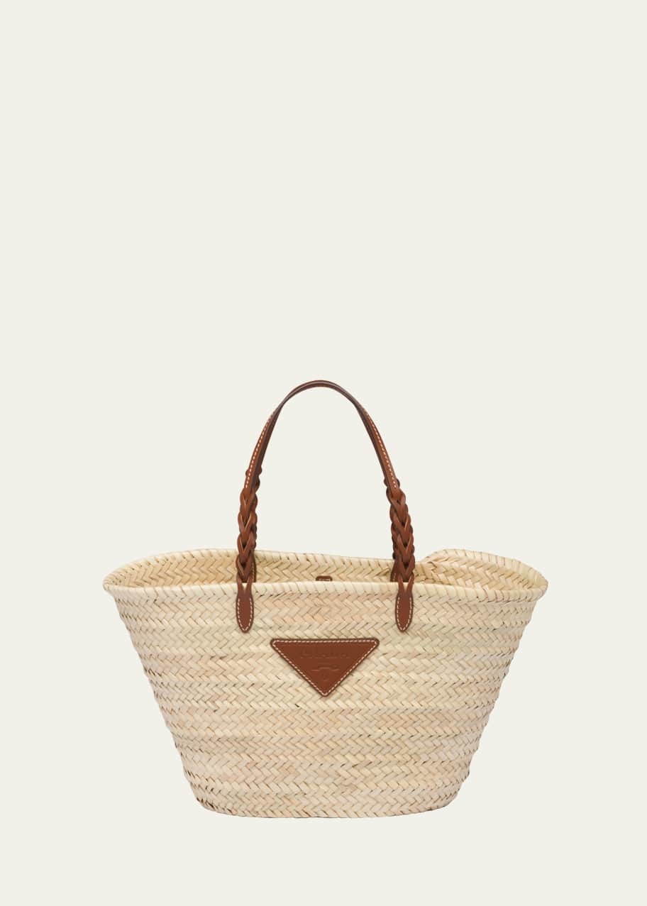 ☆【PRADA】☆かごバッグ WOVEN PALM X LEATHER TOTE BA.G☆ Prada Small Woven Fabric and Leather Tote Bag | Saks Fifth