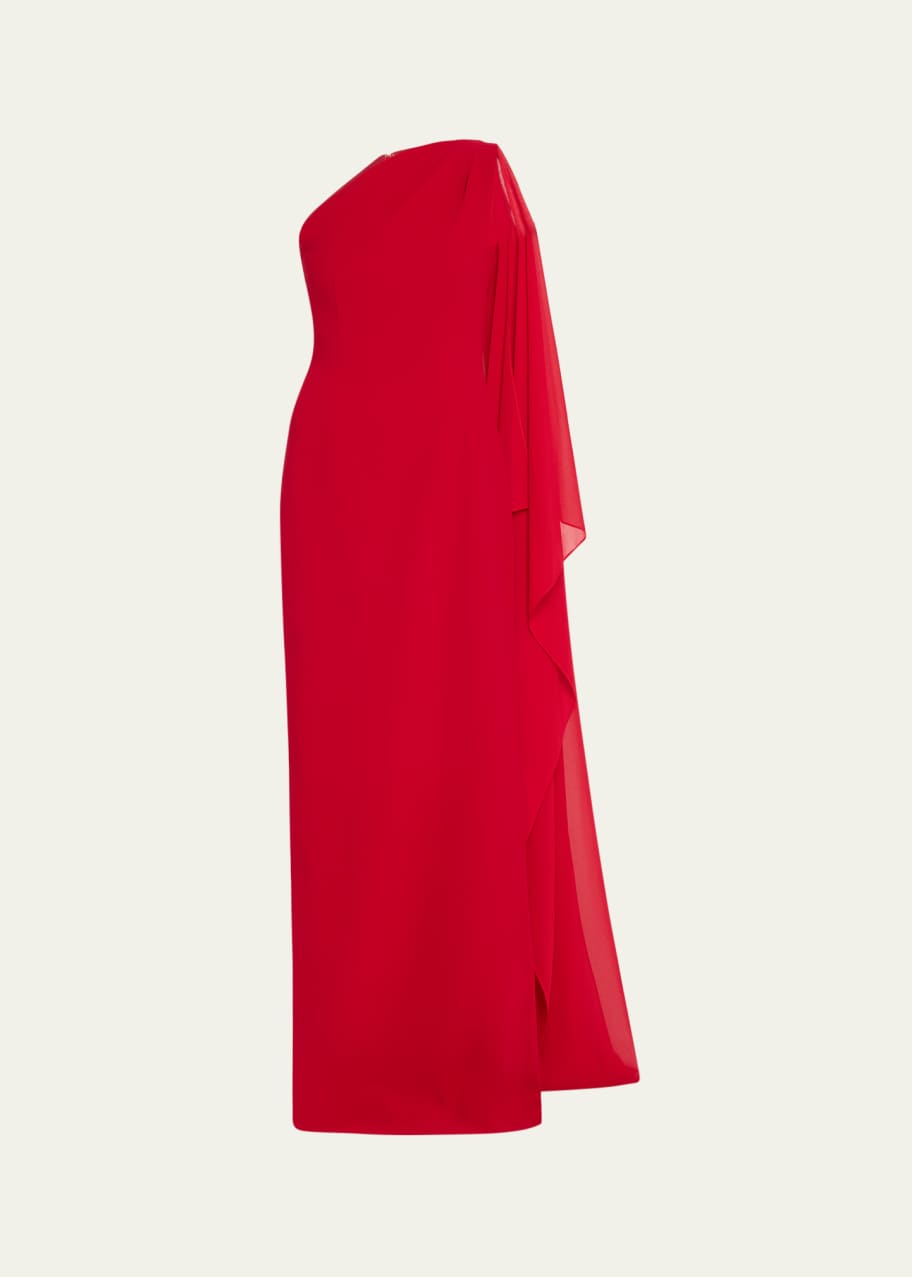 Image 1 of 1: Draped One-Shoulder Column Gown