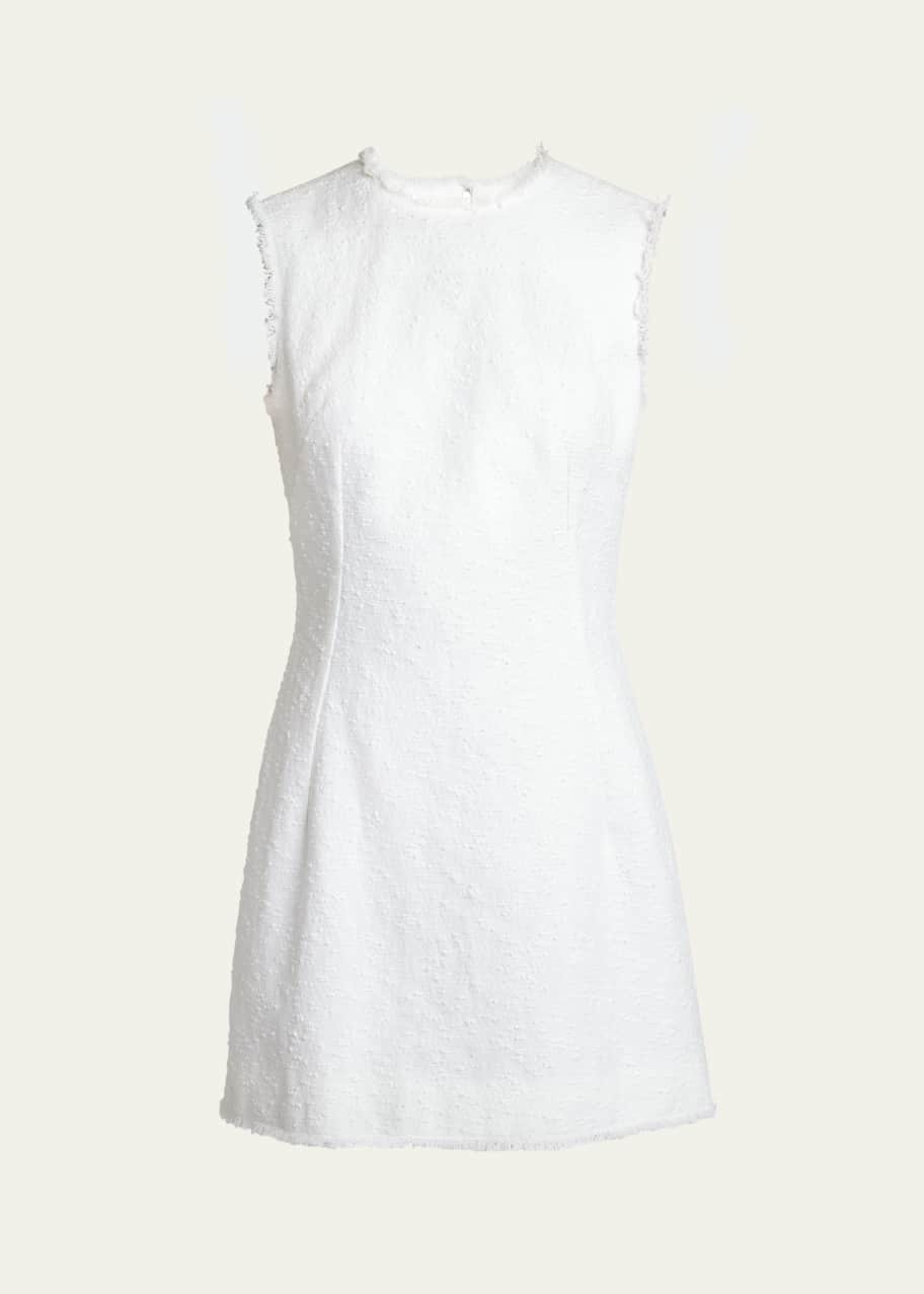 Image 1 of 1: Rachel Linen Mini Dress with Frayed Trim