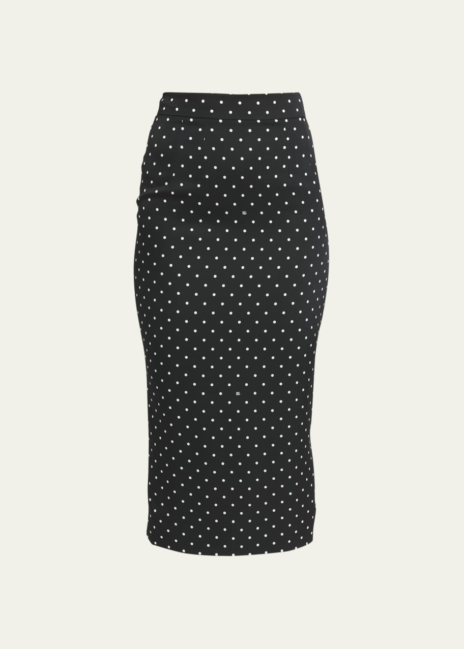 Image 1 of 1: Polka-Dot Pencil Midi Skirt