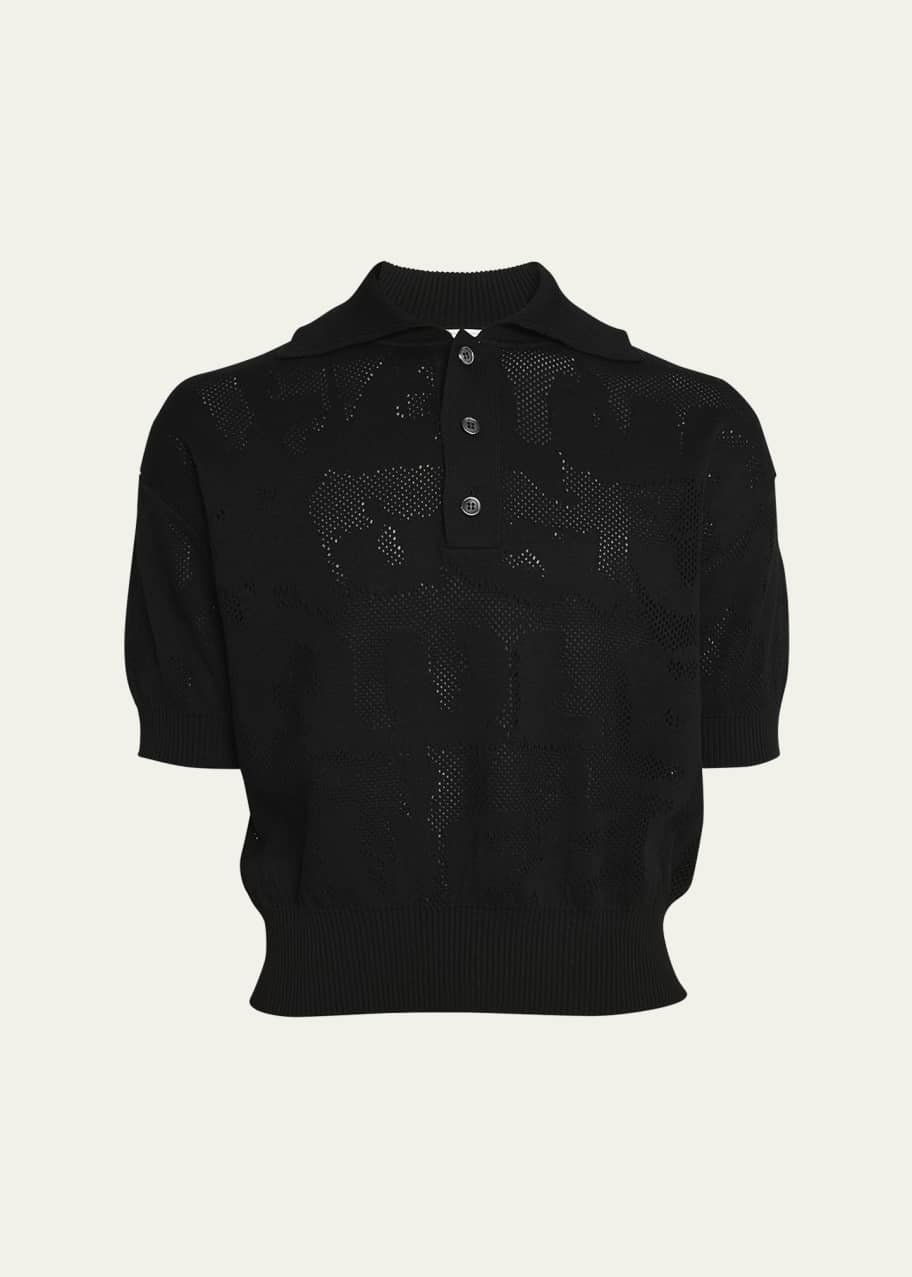 Image 1 of 1: Men's Mesh Graffiti Logo Polo Shirt